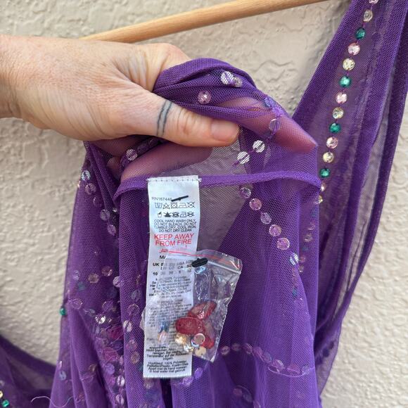 NastyGal Purple Sheer Beaded Sun Embellished Maxi Dress - Picture 8 of 8